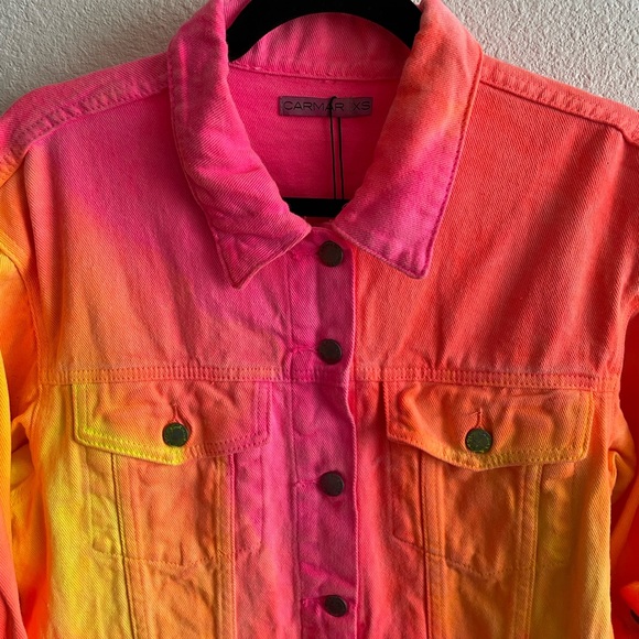 NWT Carmar Oversized Denim Pink Orange Jacket - Picture 3 of 9